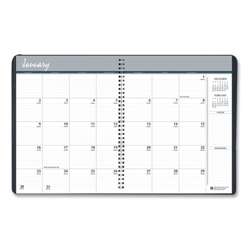 7530016935567, Skilcraft Monthly Appointment Planner, 11 X 8.5, Black Cover, 14-month: Dec 2025 To Jan 2027