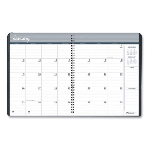 7530016935567, Skilcraft Monthly Appointment Planner, 11 X 8.5, Black Cover, 14-month: Dec 2025 To Jan 2027