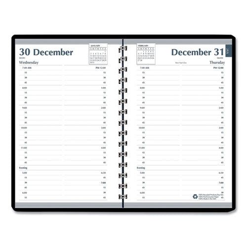 7530016935599, Skilcraft Daily Appointment Planner, 8 X 5, Black Cover, 12-month (jan To Dec): 2026