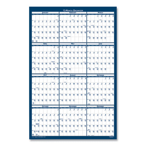 7510016956116, Skilcraft Two-sided Dry Erase Wall Calendar, 24 X 37, White/blue Sheets, 12-month (jan To Dec): 2026