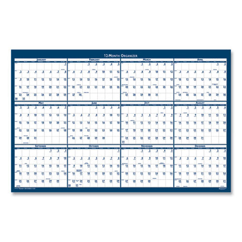 7510016956116, Skilcraft Two-sided Dry Erase Wall Calendar, 24 X 37, White/blue Sheets, 12-month (jan To Dec): 2026