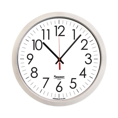 6645016986555 Skilcraft Silver Quartz Wall Clock, 14.5" Overall Diameter, 1 Aa (sold Separately)