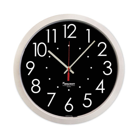 6645016986560 Skilcraft High Contrast Quartz Wall Clock, 14.5" Overall Diameter, White Case, 1 Aa (sold Separately)