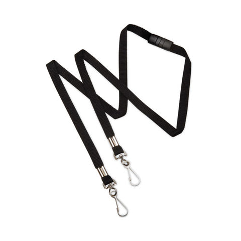 8455016988429, Skilcraft Face Mask Lanyard, Metal J-hook Fastener, 36" Long, Black, Dozen