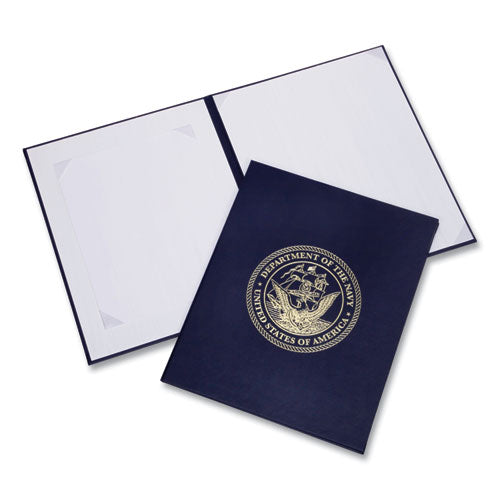 7510017011808, Skilcraft Awards Certificate Binder, Navy Seal, 14.5 X 11.5, Navy Blue/gold