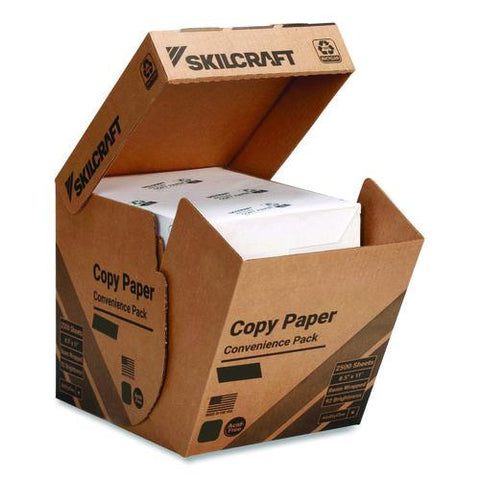 7530017253059, Skilcraft 50% Recycled Convenience Copy Paper, 92 Bright, 20 Lb Bond, 8.5 X 11, White, Ream Wrap, 5 Reams/box