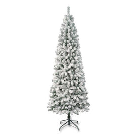 Acacia Medium Flocked Tree, 34" X 34" X 88.5" Green Tree, Green Tree Stand