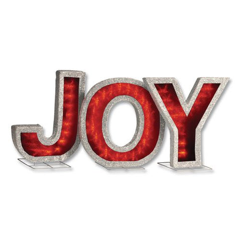 Pre-lit Led Joy Decoration, Ac Powered, Blue/green/red Led Lights, 1.75" X 55" X 18", Red