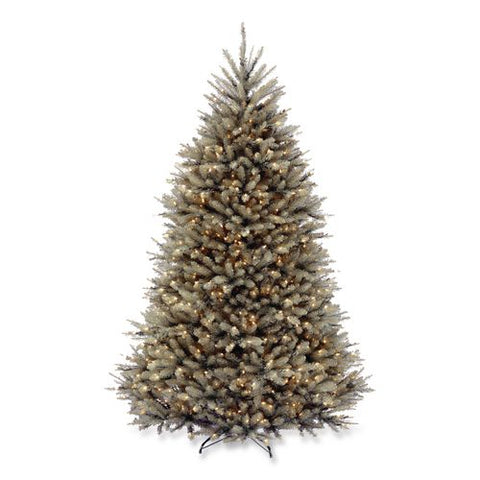 Pre-lit Dunhill Fir Blue Spruce Tree, 59" X 59" X 90", Blue Tree, Green Tree Stand