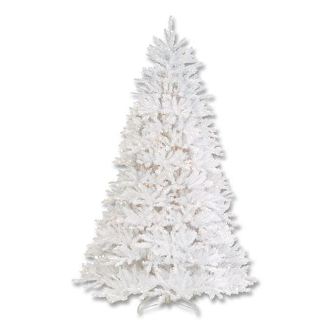 Pre-lit Dunhill Fir White Tree, 55" X 53" X 78", White Tree, White Tree Stand