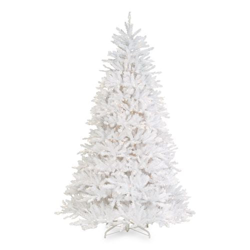 Pre-lit Dunhill Fir White Tree, 59" X 55" X 84", White Tree, White Tree Stand
