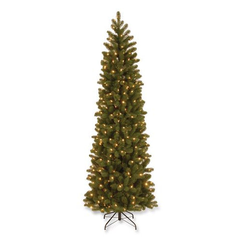 Pre-lit Downswept Douglas Fir Pencil Slim Tree, 30" X 30" X 78", Green Tree, Green Tree Stand