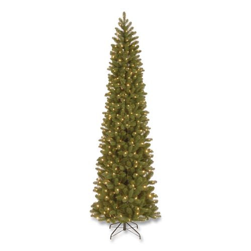 Pre-lit Downswept Douglas Fir Pencil Slim Tree, 35" X 35" X 108", Green Tree, Green Tree Stand