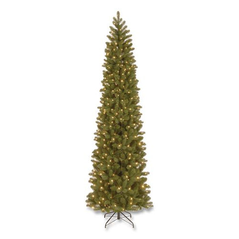 Pre-lit Downswept Douglas Fir Pencil Slim Tree, 35" X 35" X 108", Green Tree, Green Tree Stand