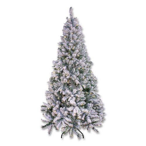 Pre-lit Snowy Mixed Pine Tree, 44" X 44" X 78", Green Tree, Green Tree Stand