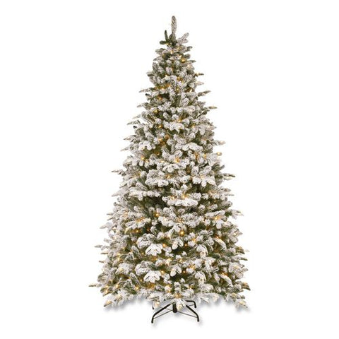 Pre-lit Snowy Everest Fir, 64" X 64" X 108", Green Tree, Green Tree Stand
