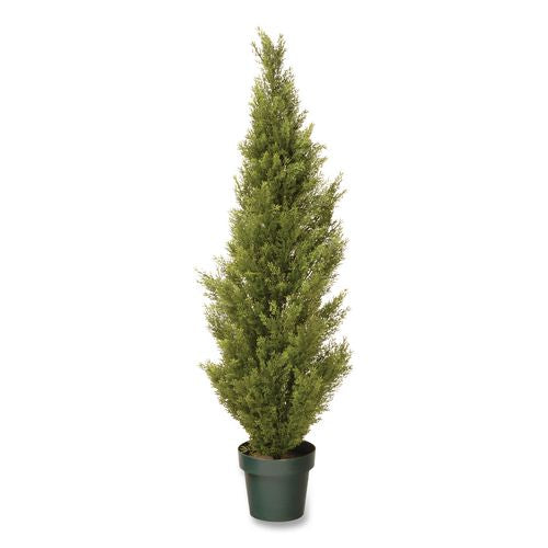 Cedar Topiary Tree, 13" X 13" X 53", Green Tree, Dark Green Pot