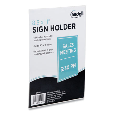 Clear Plastic All-purpose Mountable Sign Holder, Magnetic/hook-loop, Horizontal/vertical Orientation, 8.5 X 11 Insert