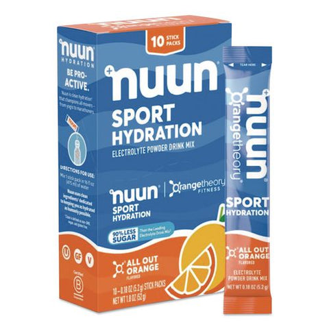 Sport Hydration Electrolyte Powder Drink Mix, All Out Orange, 0.18 Oz Stick, 10/box