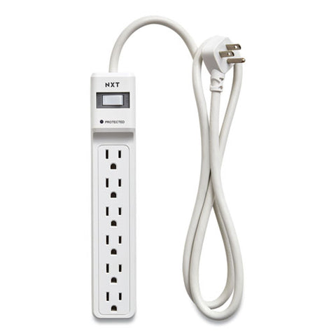 Surge Protector, 6 Ac Outlets, 4 Ft Cord, 600 J, White