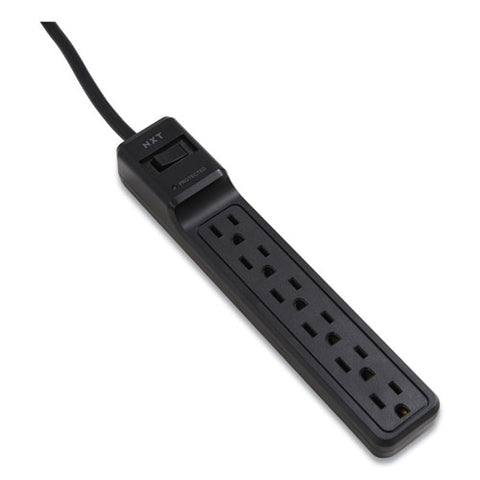 Surge Protector, 6 Ac Outlets, 4 Ft Cord, 600 J, Black