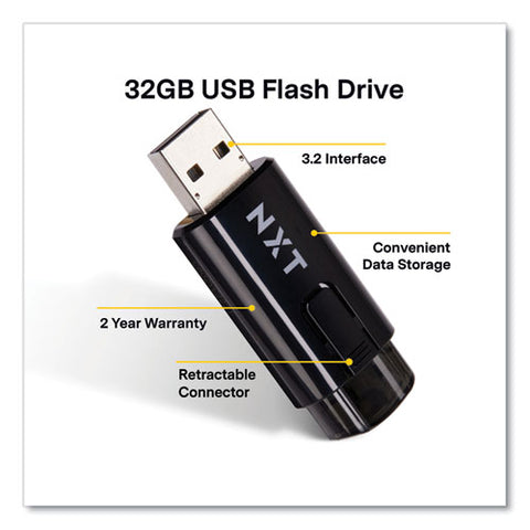 Usb 3.2 Type-a Flash Drive, 32 Gb, Black