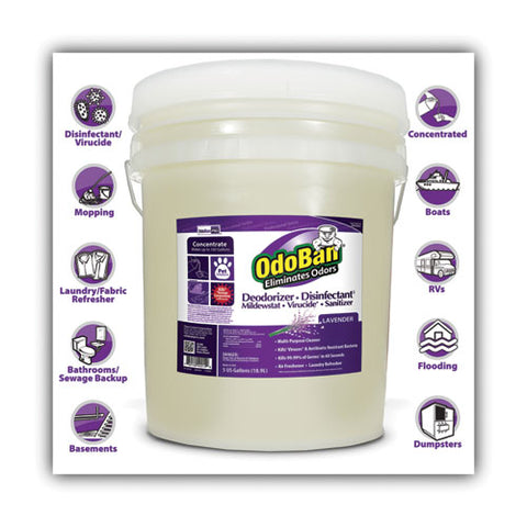 Concentrated Odor Eliminator And Disinfectant, Lavender Scent, 5 Gal Pail