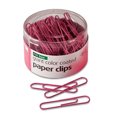 Pink Coated Paper Clips, Breast Cancer Awareness, Giant, Pet-coated, Pink, 80/pack