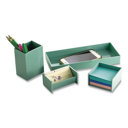 4-piece Desktop Supplies Organizer Set, Teal, Plastic