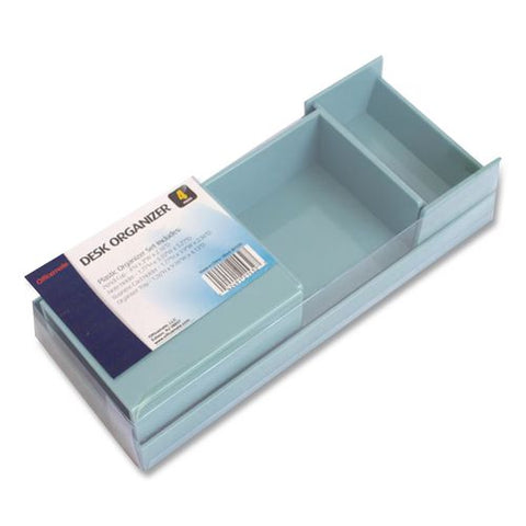 4-piece Desktop Supplies Organizer Set, Teal, Plastic