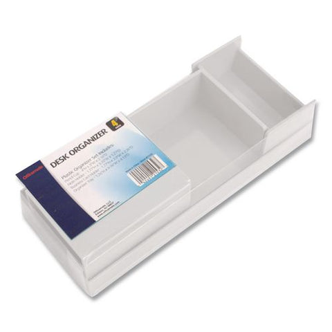 4-piece Desktop Supplies Organizer Set, White, Plastic