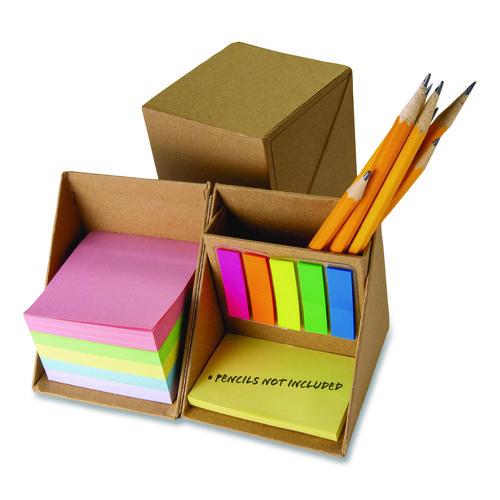 Desk Supply Organizer, 3 Compartments, 3.5 X 3.5 X 3.5, Brown, Paper