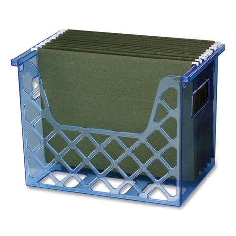 Blue Glacier Desktop File Organizer, 1 Section, Letter-size, 8.63" Long, Translucent Blue