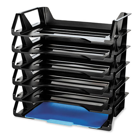 Recycled Side Load Desk Tray, 6 Sections, Letter Size Files, 15.13" X 8.88" X 15", Black, 6/pack