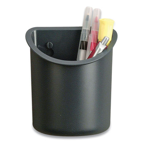 Verticalmate Plastic Pencil Cup, 4.25 X 4.25 X 5, Fabric Panel Mount, Gray