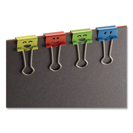 Smiling Face Binder Clips, Small, Assorted Colors, 42/pack