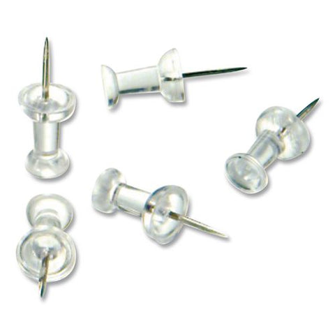 Push Pins, Clear Plastic Head, 0.5" Pin, 100/box