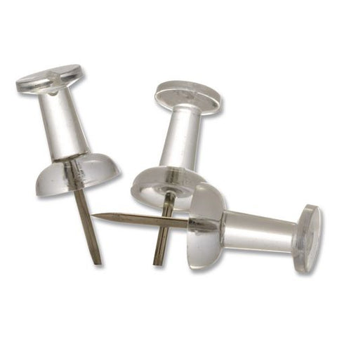 Push Pins, Clear Plastic Head, 0.5" Pin, 100/box