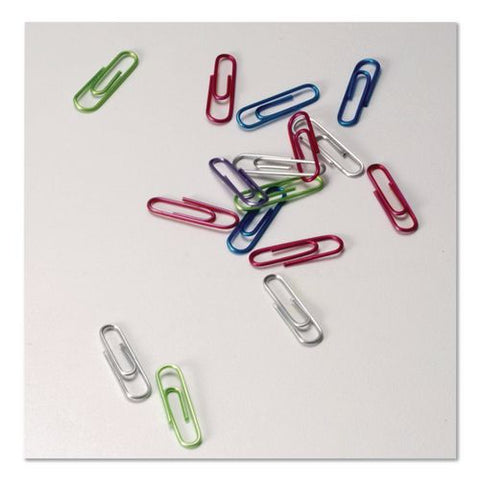 Paper Clips, #2, Vinyl Coated, Assorted Translucent Colors, 600/pack