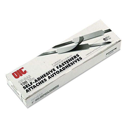 Self-adhesive Two-prong Folder Fasteners, 2" Capacity, 2.75" Center To Center, Matte Silver, 100/box