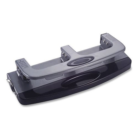 Deluxe 3-hole Punch, 9/32" Holes, Silver/navy