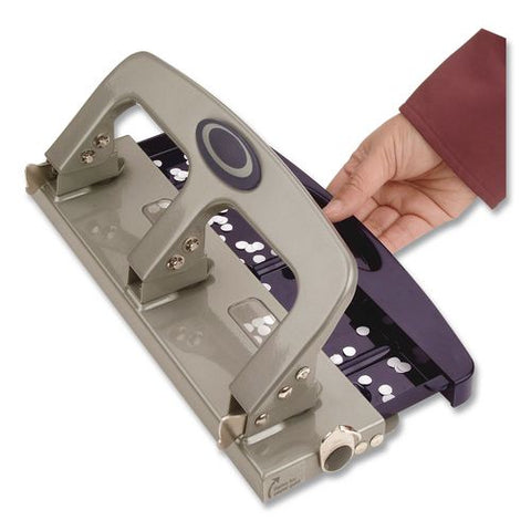 Deluxe 3-hole Punch, 9/32" Holes, Silver/navy