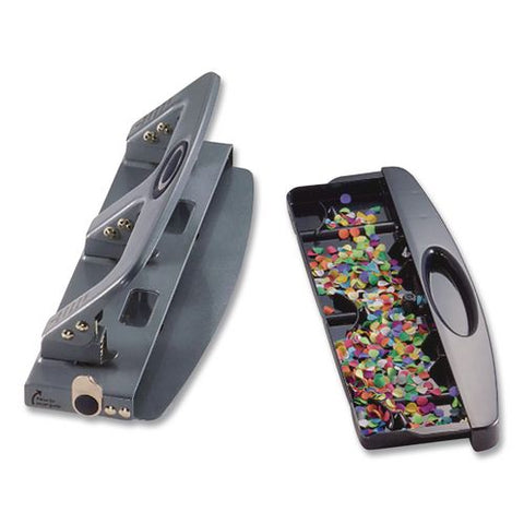 Deluxe 3-hole Punch, 9/32" Holes, Silver/navy