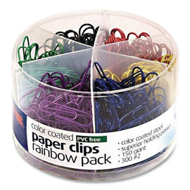 Assorted Size Paper Clips, 1"/1.75", Smooth, Assorted Colors, 450/pack