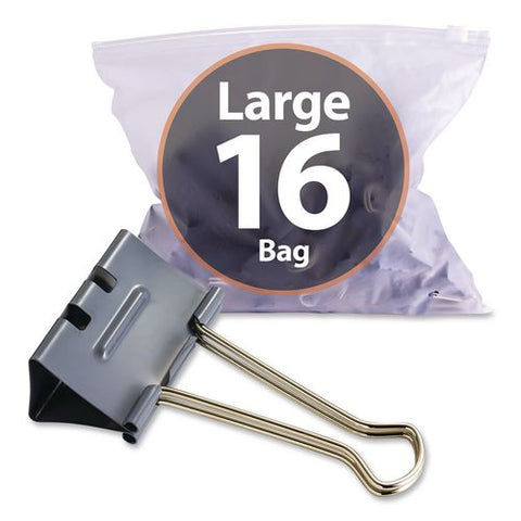 Ez Binder Clips, Large, Gray, 16/pack