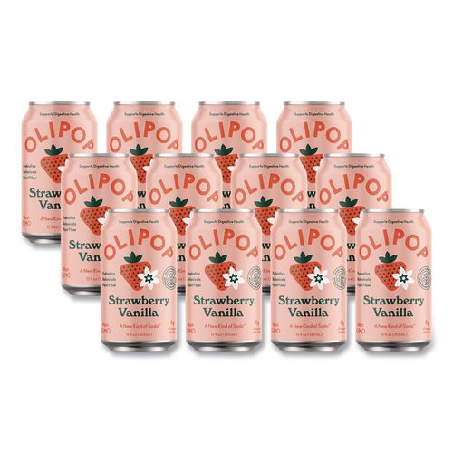 Prebiotic Soda, Strawberry Vanilla, 12 Oz Can, 12/carton