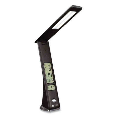 Wellness Series Rise Led Desk Lamp With Digital Display, 12" To 19" High, Black