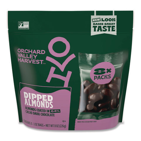 Dipped Almonds, Dark Chocolate, 1 Oz Bag, 8/pack