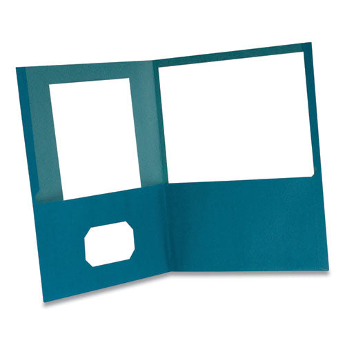 Earthwise By Oxford 100% Recycled Paper Twin-pocket Portfolio, 100-sheet Capacity, 11 X 8.5, Blue 10/pack