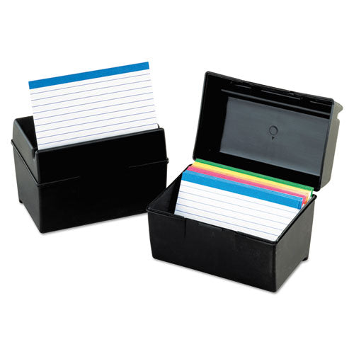 Plastic Index Card File, Holds 300 3 X 5 Cards, 5.63 X 3.63 X 3.63, Black